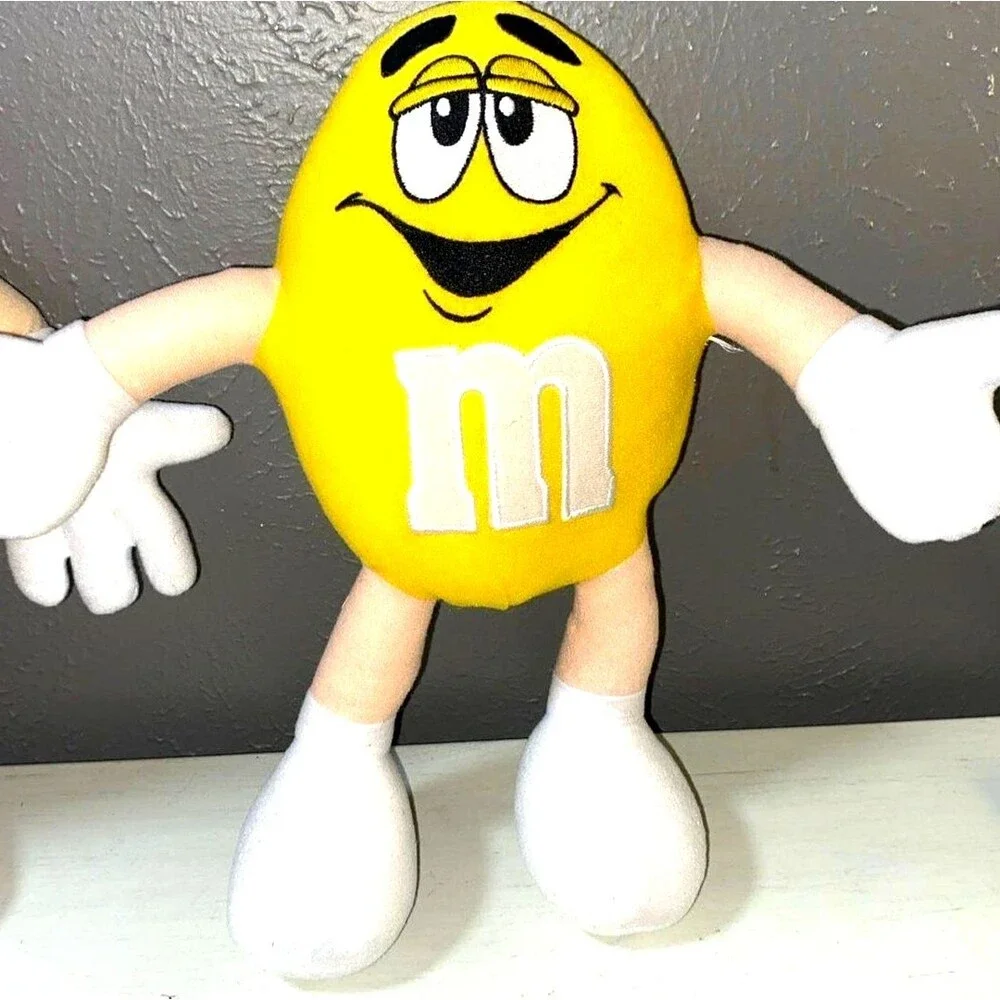 Vintage M&M’s Plush 13” Characters LOT 2 Poseable Red & Yellow Advertising